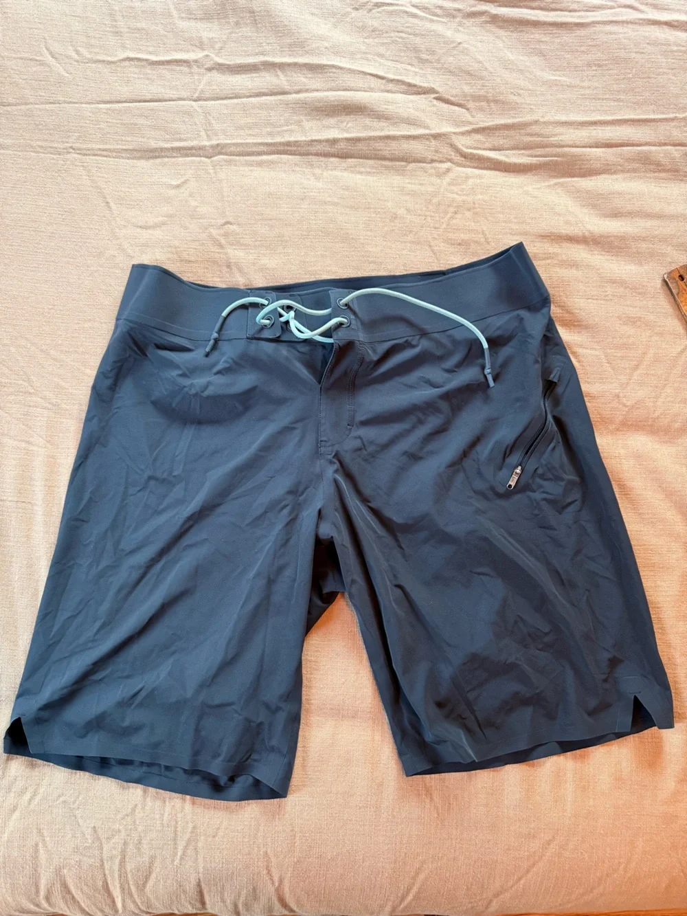 lululemon athletica Navy Board Shorts with Light Blue Drawcord